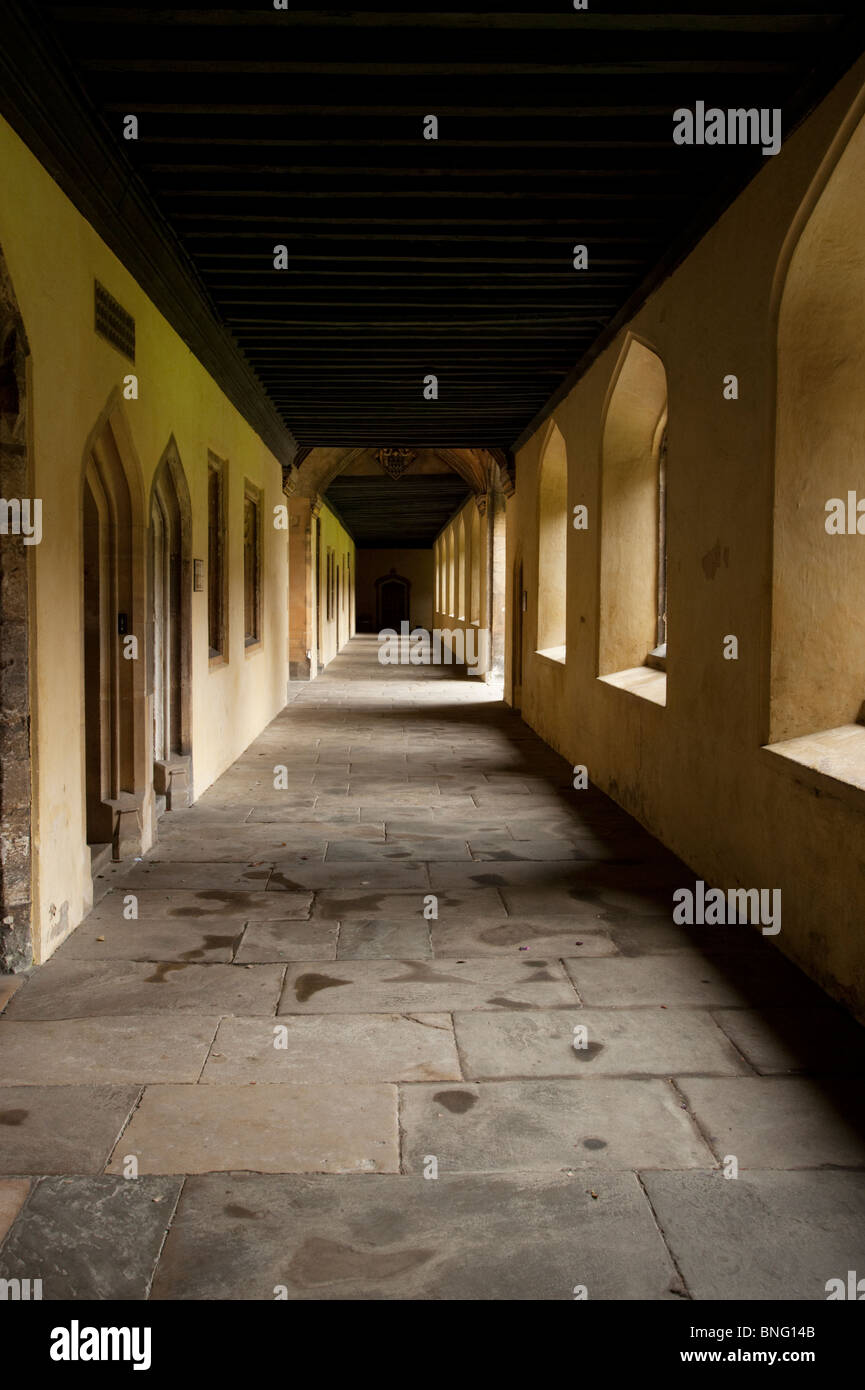La passerelle ou d'un couloir entourant le Cloître ou grand quadrilatère de Magdalen College, Oxford Banque D'Images La passerelle ou d'un couloir entourant le Cloître ou grand quadrilatère de Magdalen College, Oxford Banque D'Images