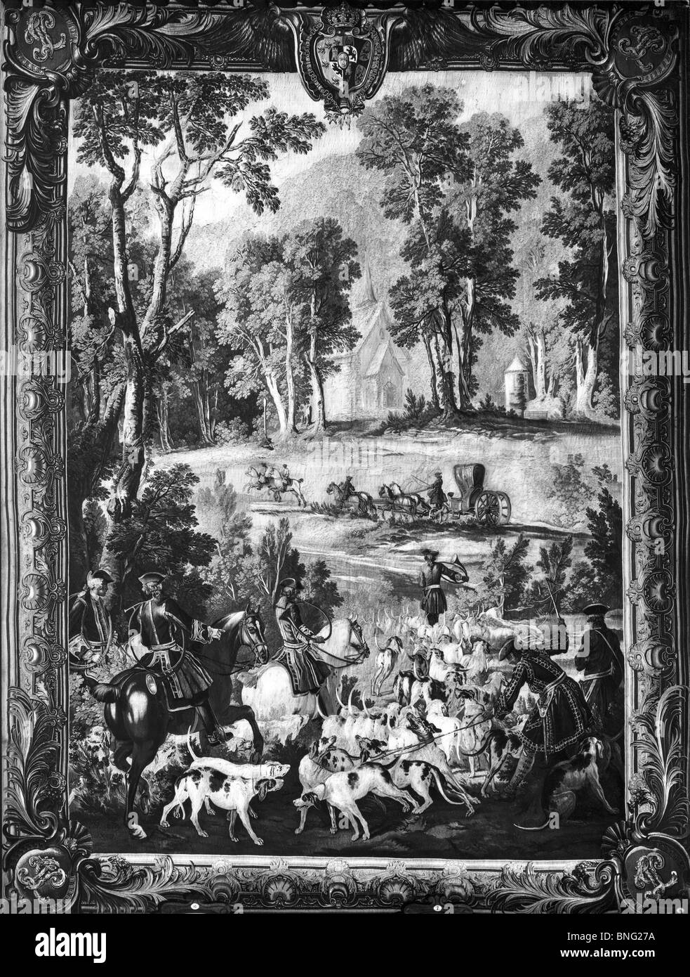 Chasse en temps de Louis XV par Jean Aubran, 1667-1757 Banque D'Images