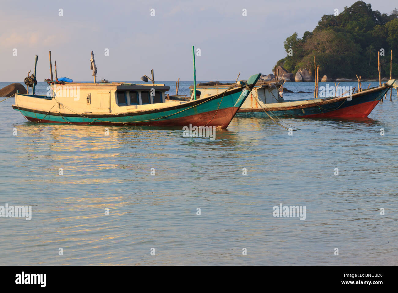 Belitung Island, Indonésie Bateaux de pêche Banque D'Images