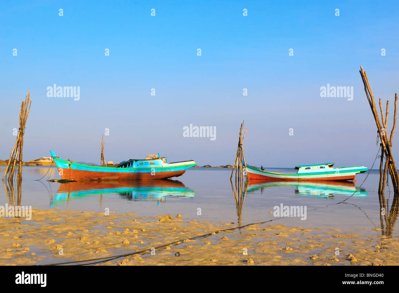 Des bateaux de pêche, l'île de l'Indonésie Belitung Banque D'Images