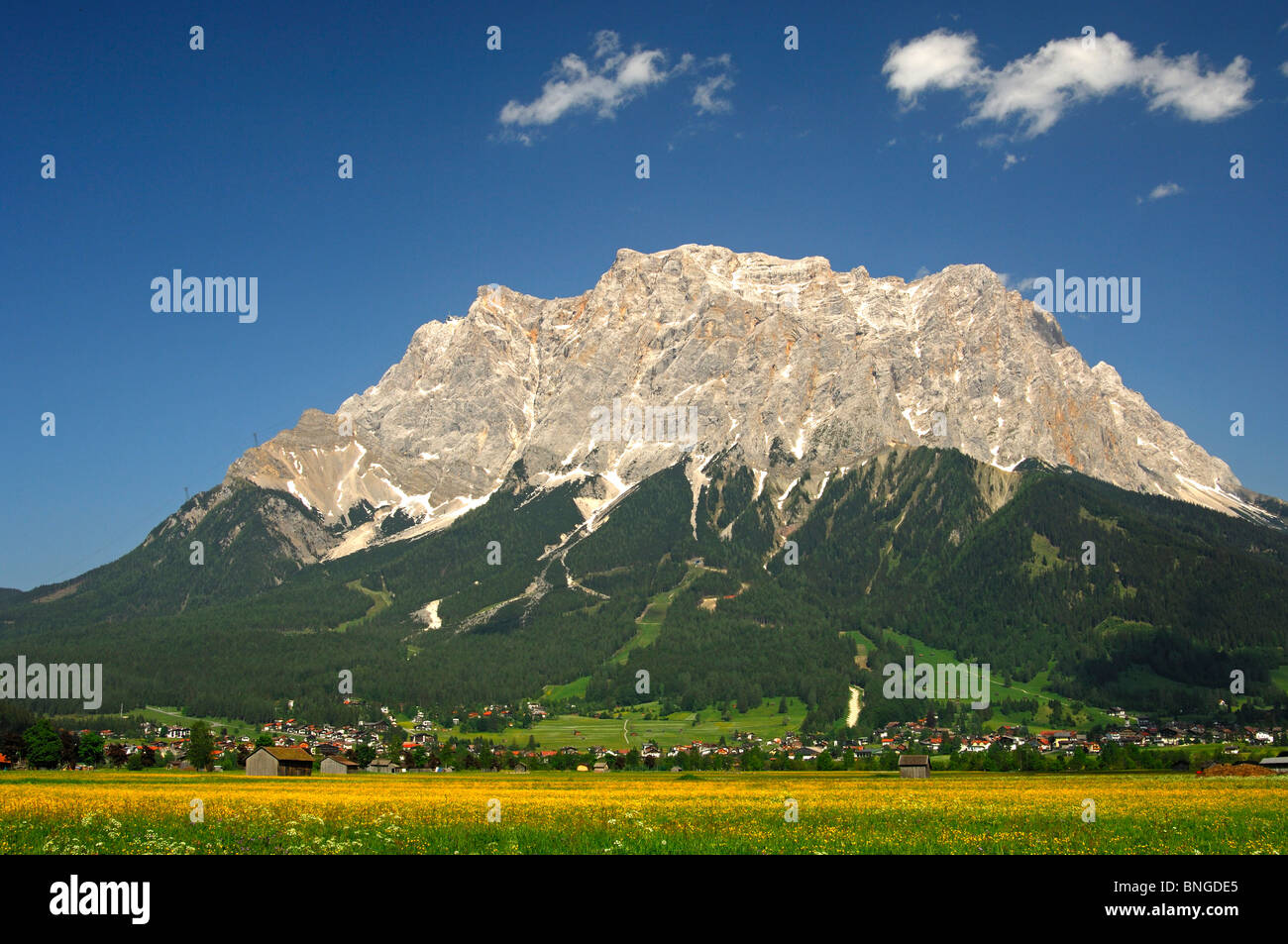 Mt. Dans le Tyrol Zugspitze Zugspitze, Ehrwald, Wetterstein, Tyrol, Autriche Banque D'Images