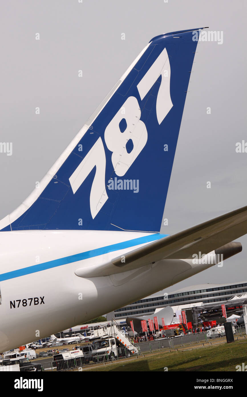Boeing 787 Dreamliner gouvernail de queue à Farnborough Air Show 2010 Banque D'Images