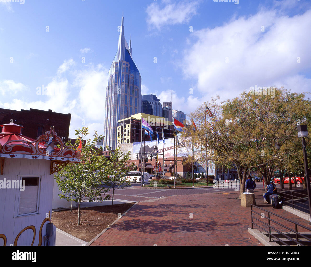 Vue sur le centre-ville de fleuve, Broadway, Nashville, Tennessee, États-Unis d'Amérique Banque D'Images