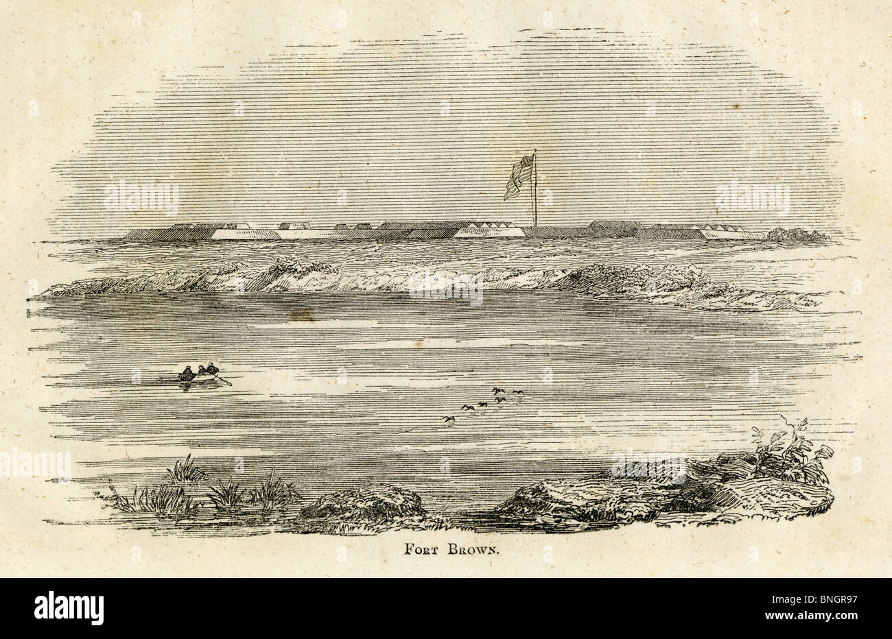 Circa 1850 gravure, 'Fort Brown." Banque D'Images