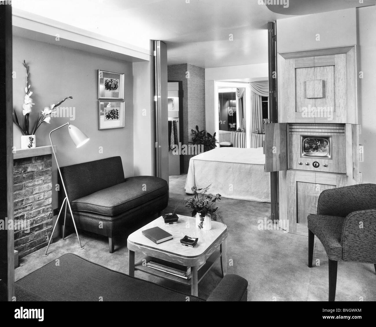 Intérieur d'un salon, style années 50 Banque D'Images