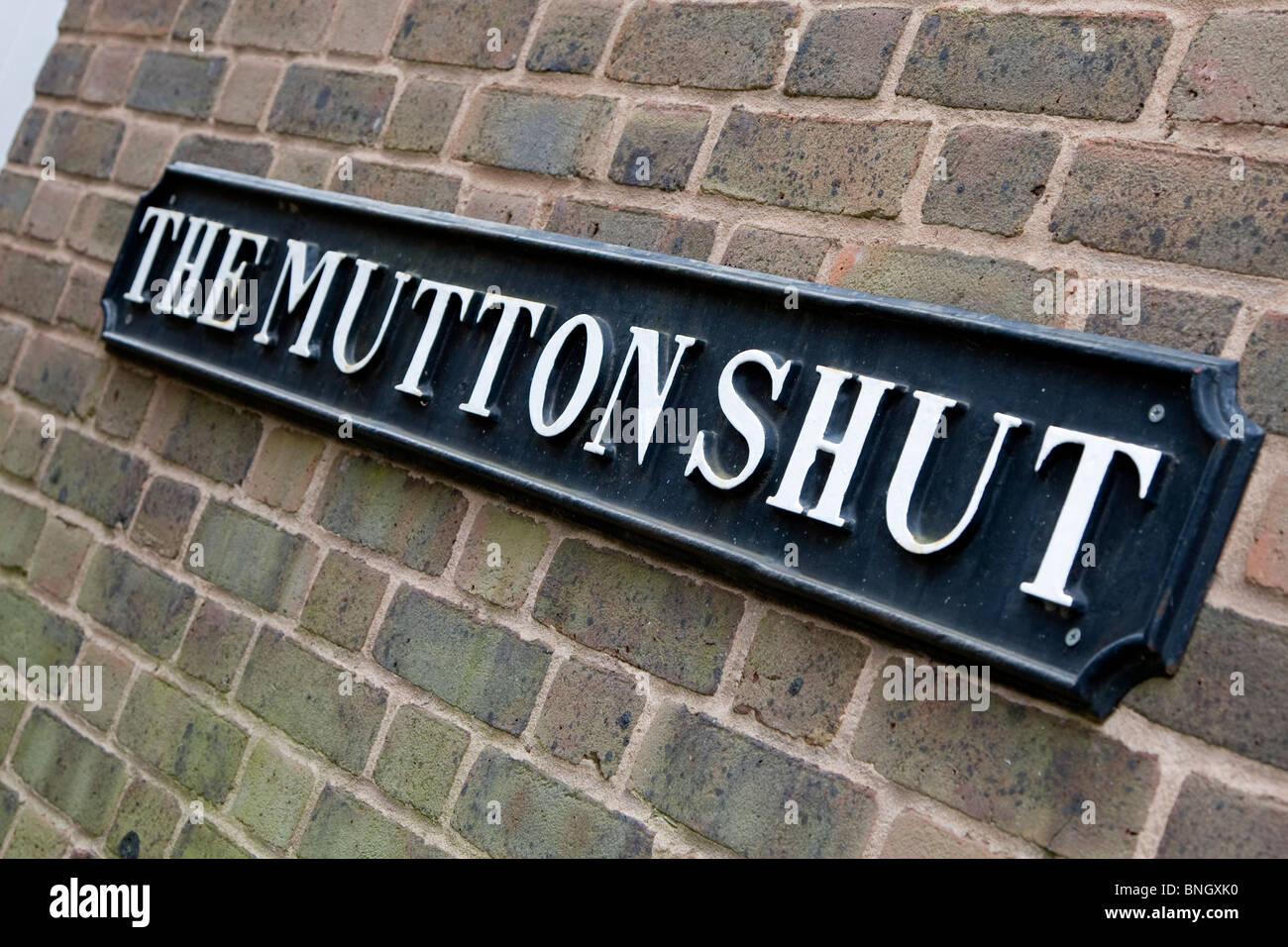 Plaque de rue "le mouton" à l'arrêt à Much Wenlock, Shropshire, Angleterre Banque D'Images