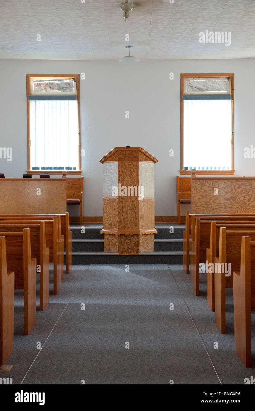 L'ancienne colonie de l'intérieur de l'Église à Reinfeld, Manitoba, Canada. Banque D'Images