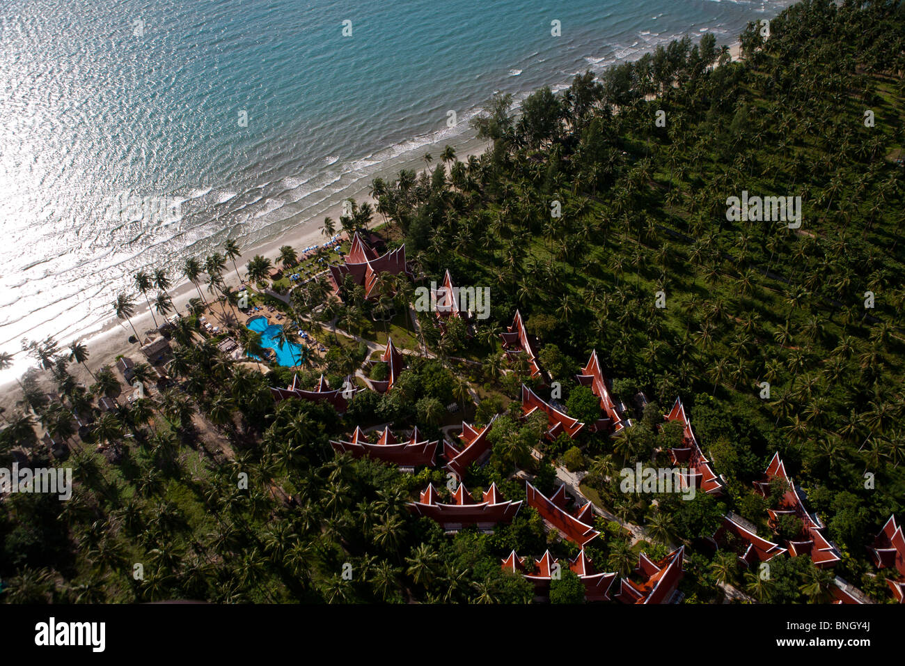 Vue aérienne de Koh Chang montré beach et de luxe resort, Trat, Thaïlande. Banque D'Images