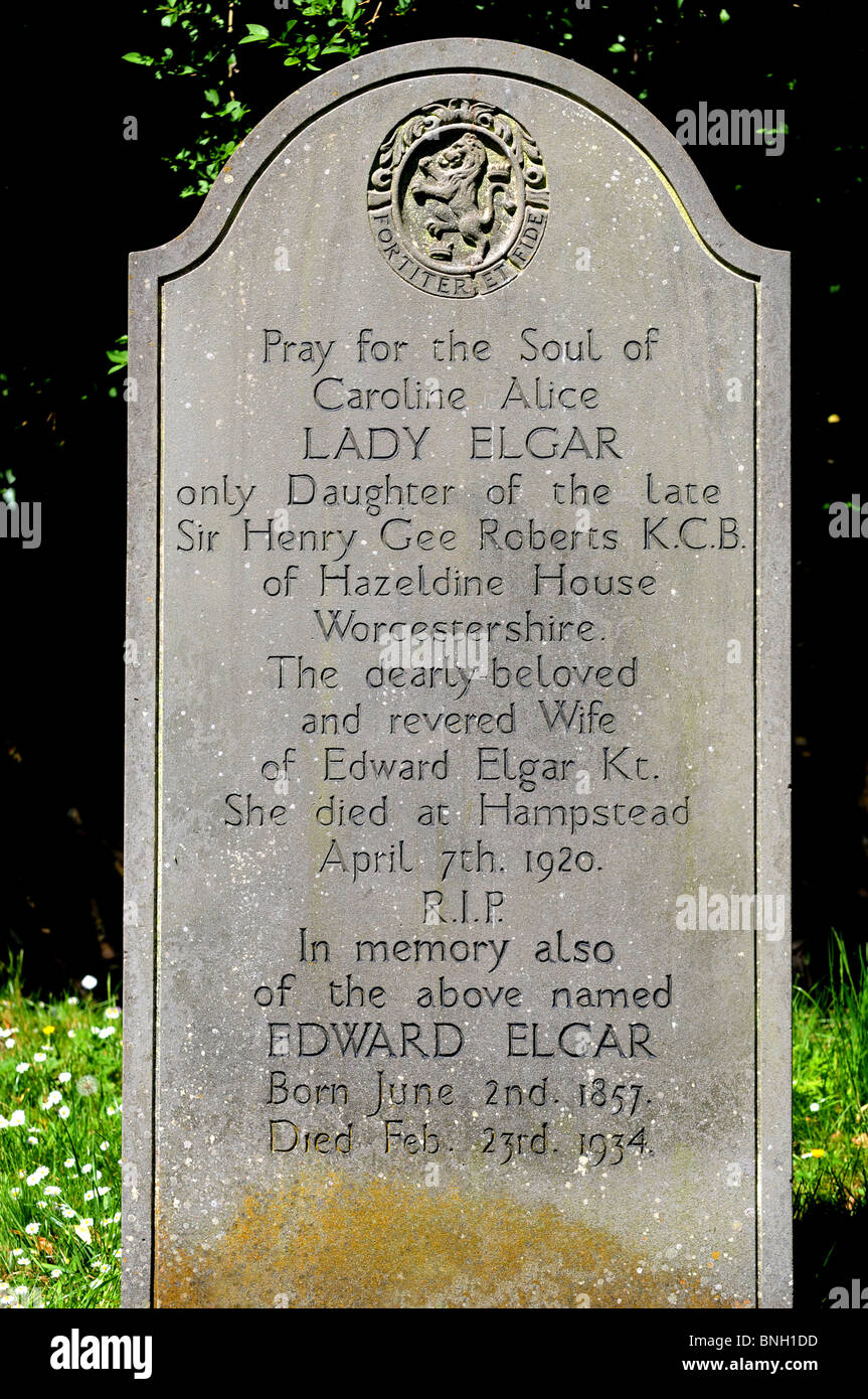 Tombe d'Edward Elgar, Great Malvern, Grande-Bretagne, Royaume-Uni Banque D'Images