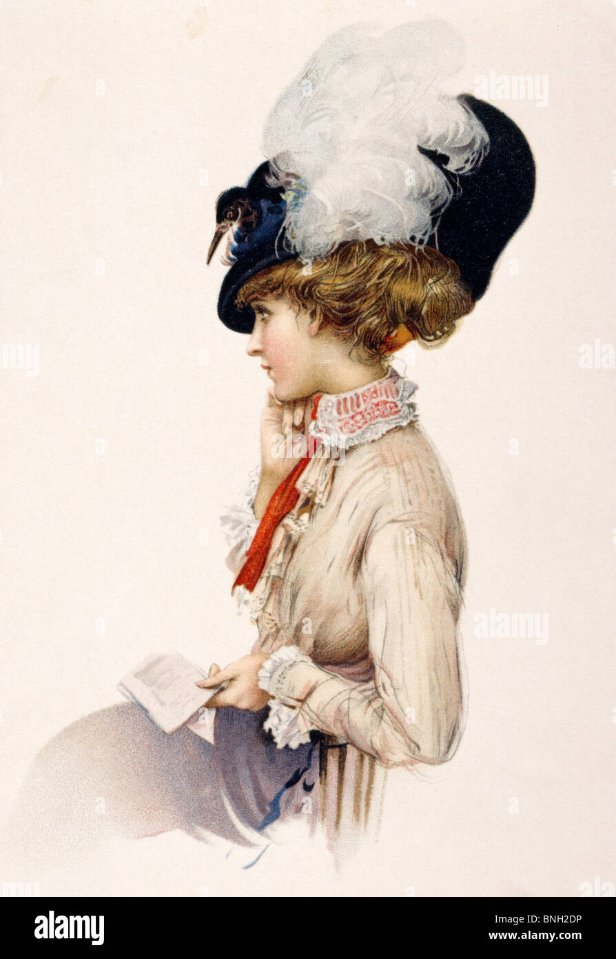 Portrait de jeune femme, cartes Nostalgie Banque D'Images