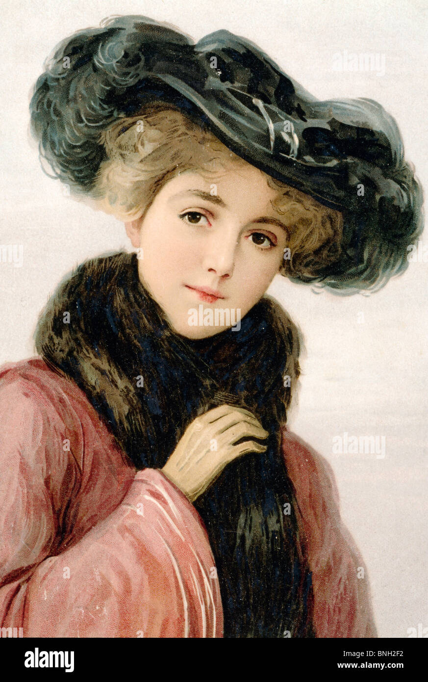 Portrait de jeune femme, cartes Nostalgie Banque D'Images