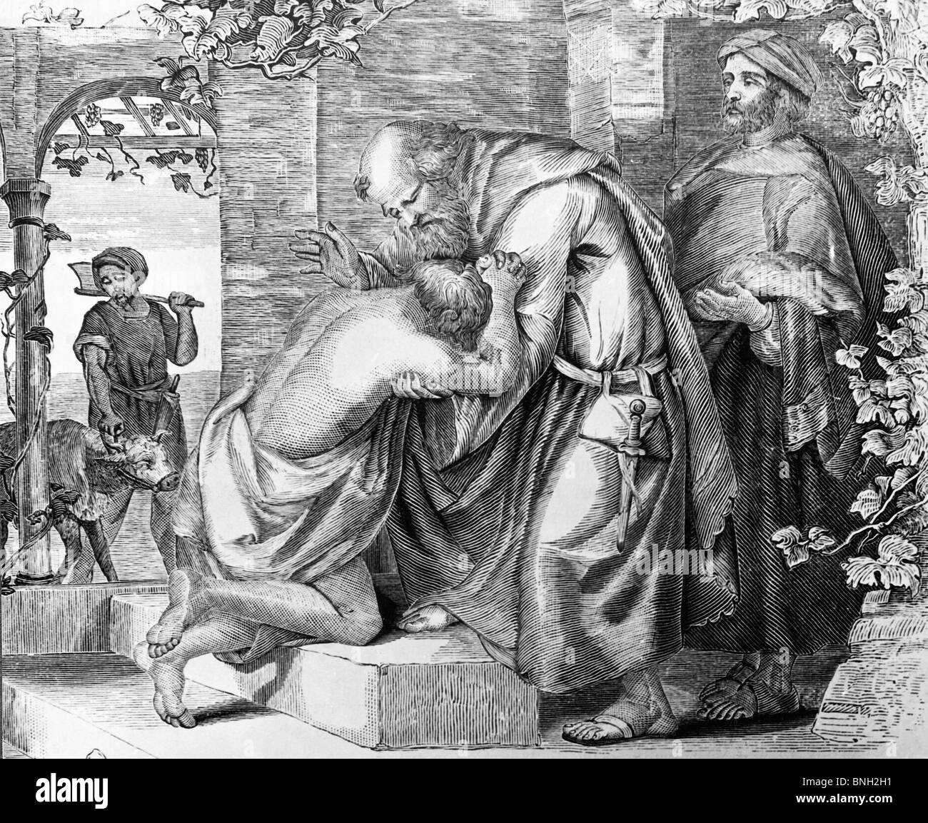 Parabole du retour du fils prodigue par artiste inconnu Banque D'Images