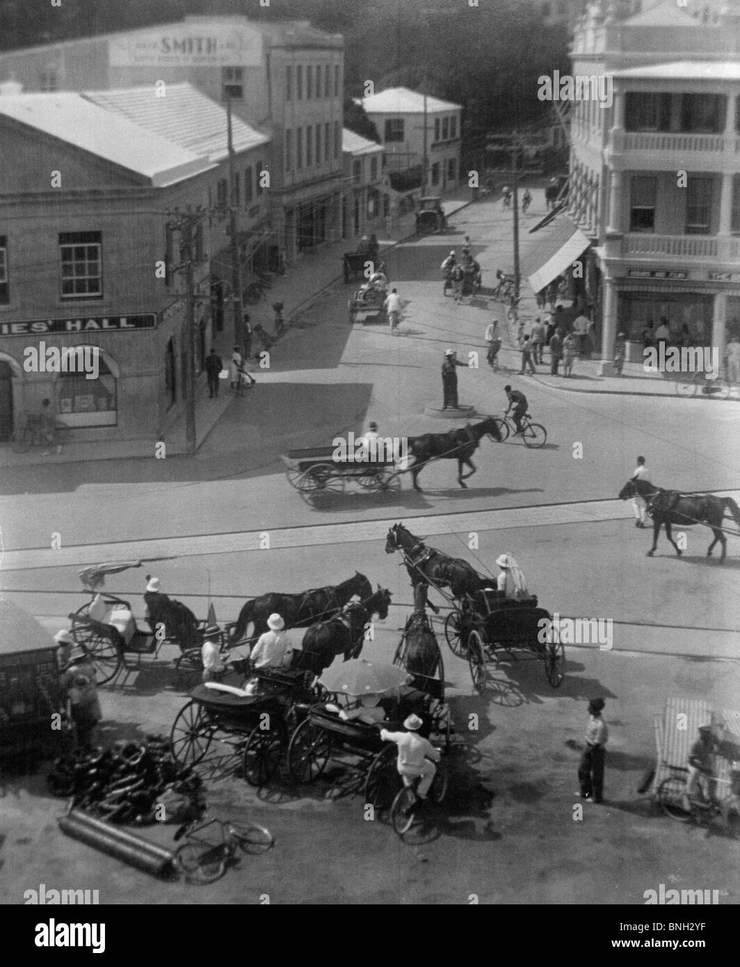 USA, High angle view de calèches en ville Banque D'Images