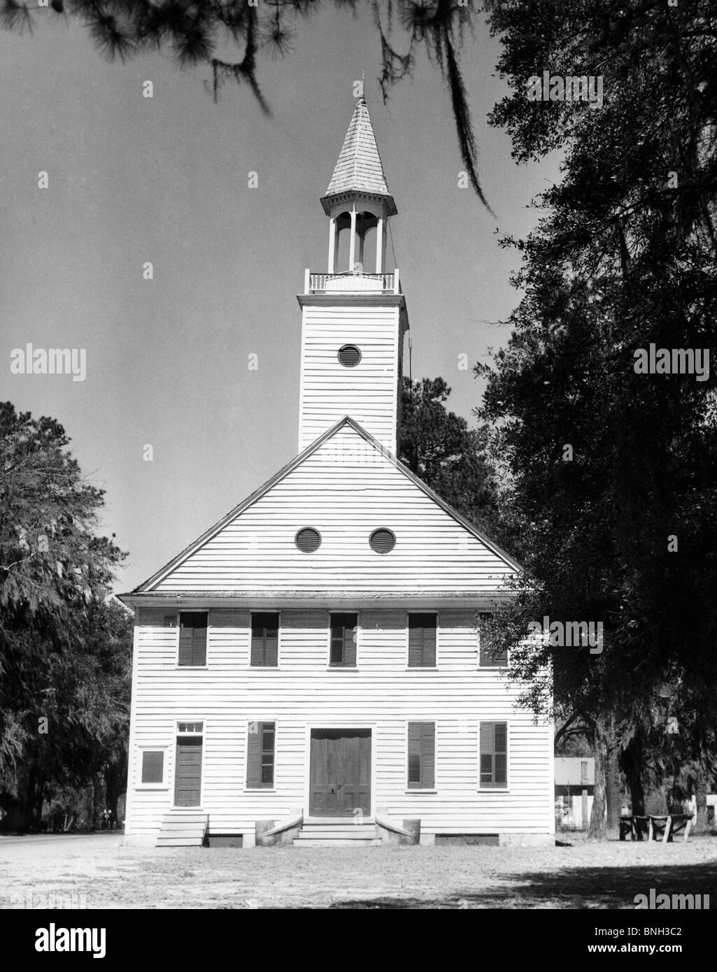 USA, Midway, Géorgie, façade de l'église Banque D'Images