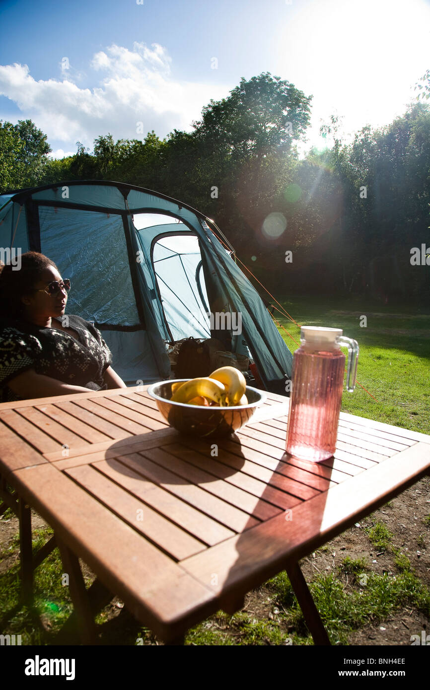 Camping en été, Royaume-Uni Banque D'Images