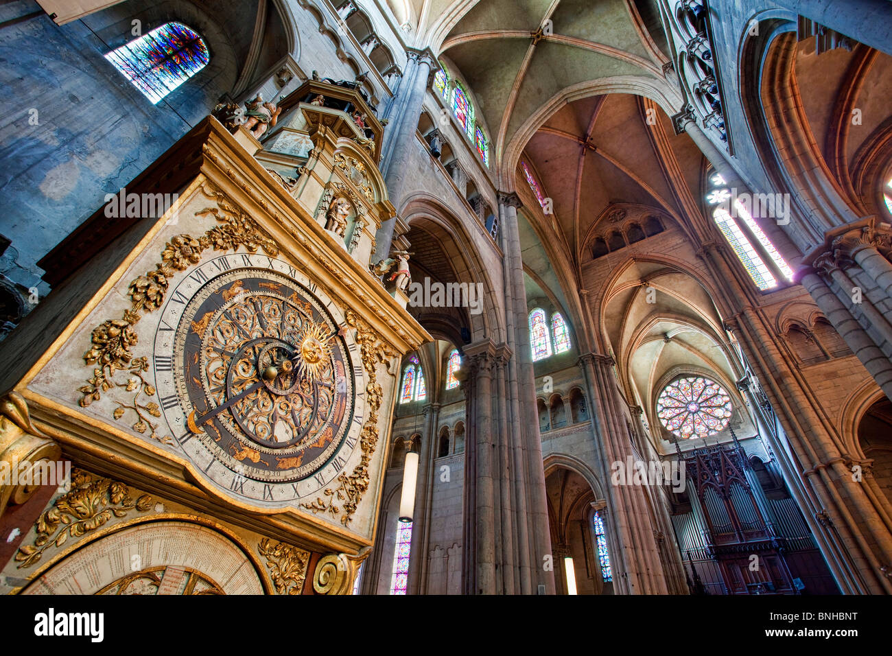 Europe, France, Rhône (69), Lyon, Cathédrale Saint-Jean, Horloge Astronomique Banque D'Images