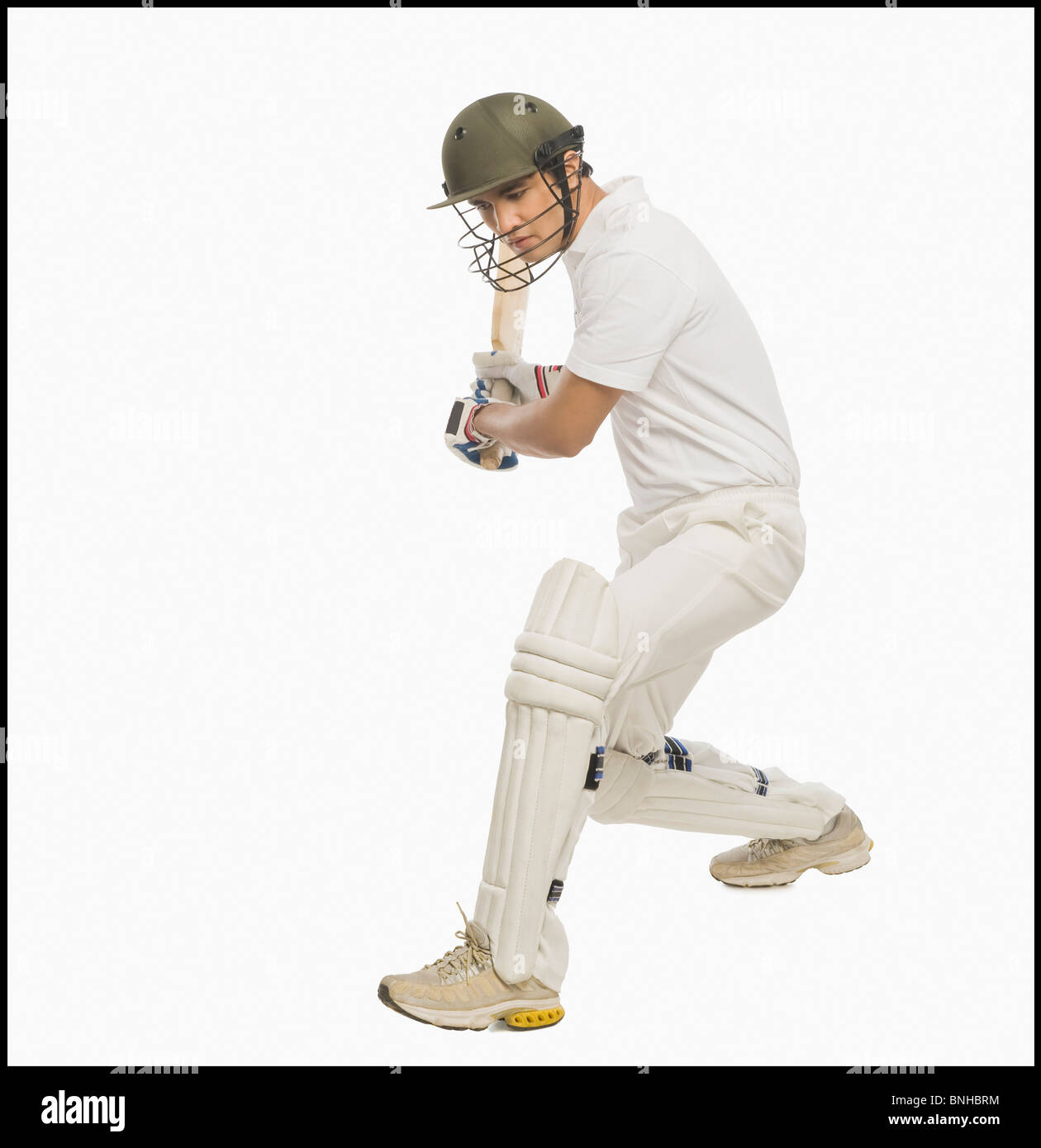 Batteur de Cricket Jouer un AVC Banque D'Images