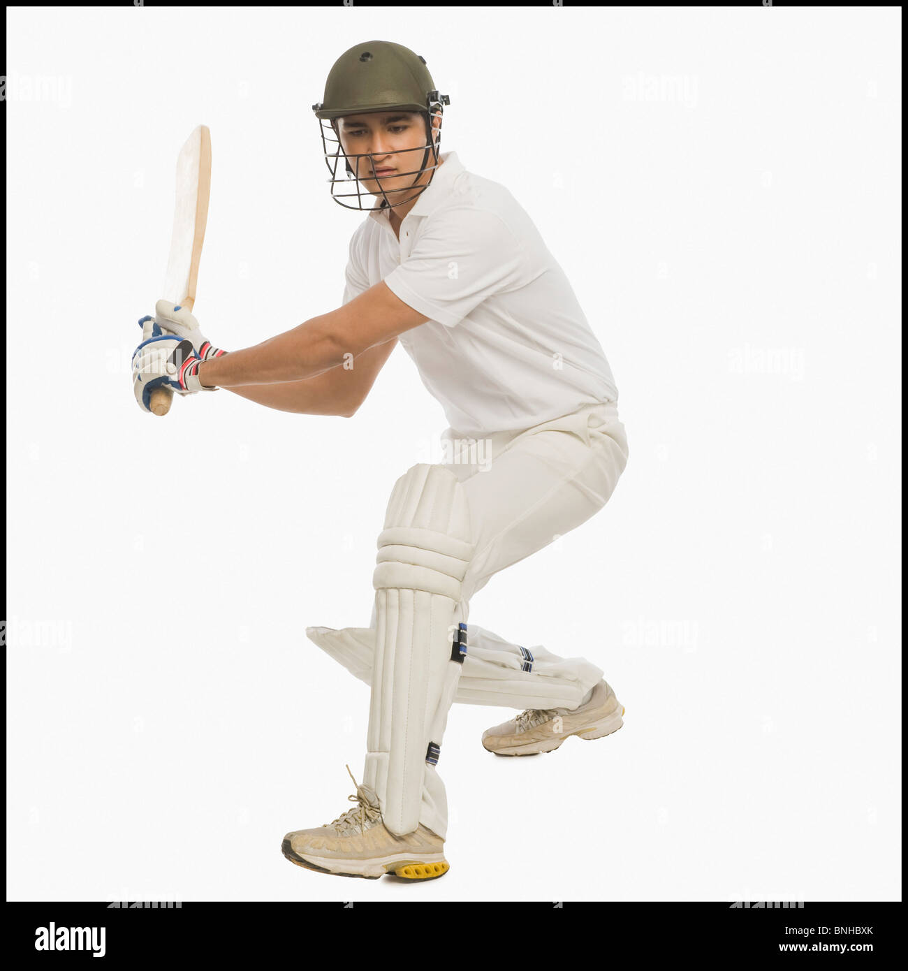 Batteur de Cricket Jouer un AVC Banque D'Images