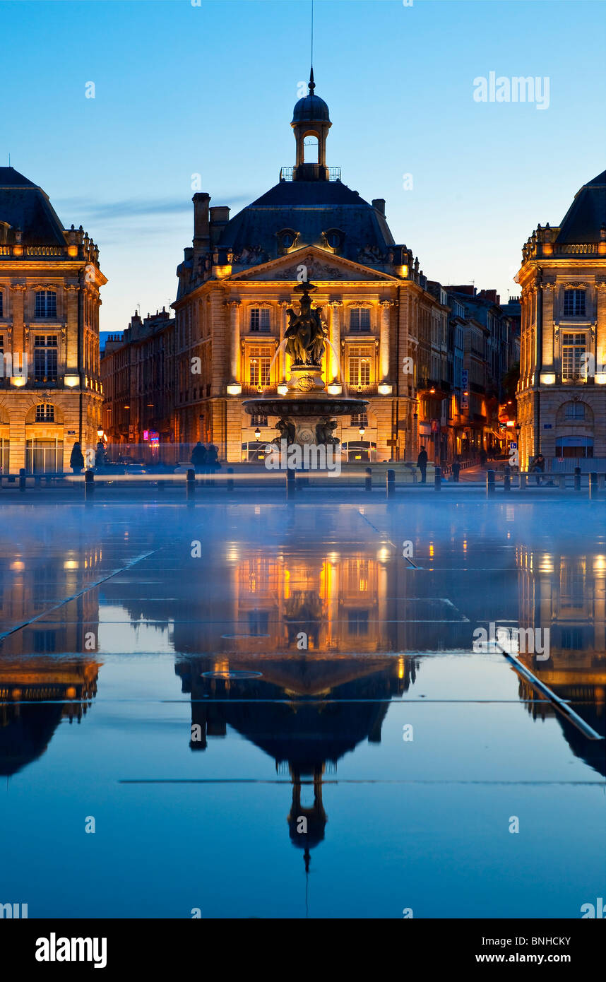 Europe, France, Gironde (33), Bordeaux, Place de la Bourse, inscrite au Patrimoine Mondial de l'UNESCO Banque D'Images