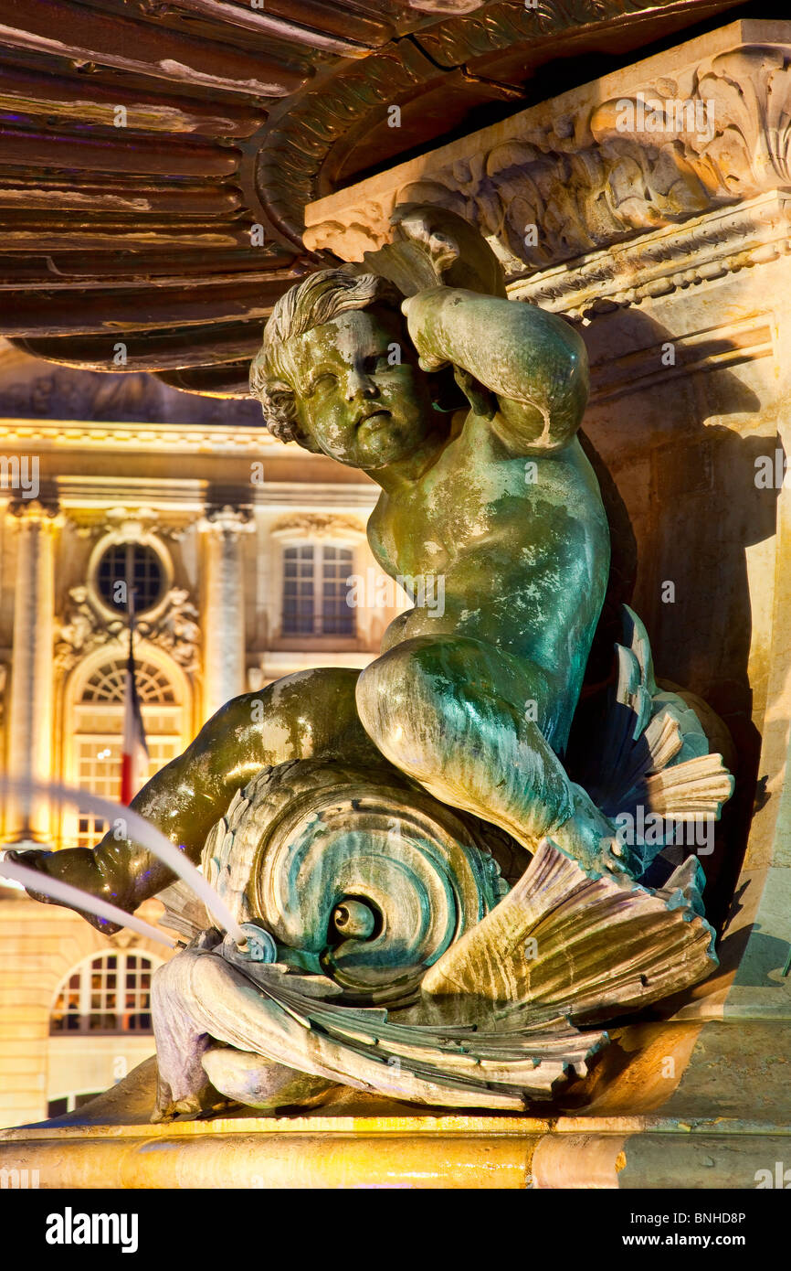 Europe, France, Gironde (33), Bordeaux, Place de la Bourse, inscrite au Patrimoine Mondial de l'UNESCO Banque D'Images