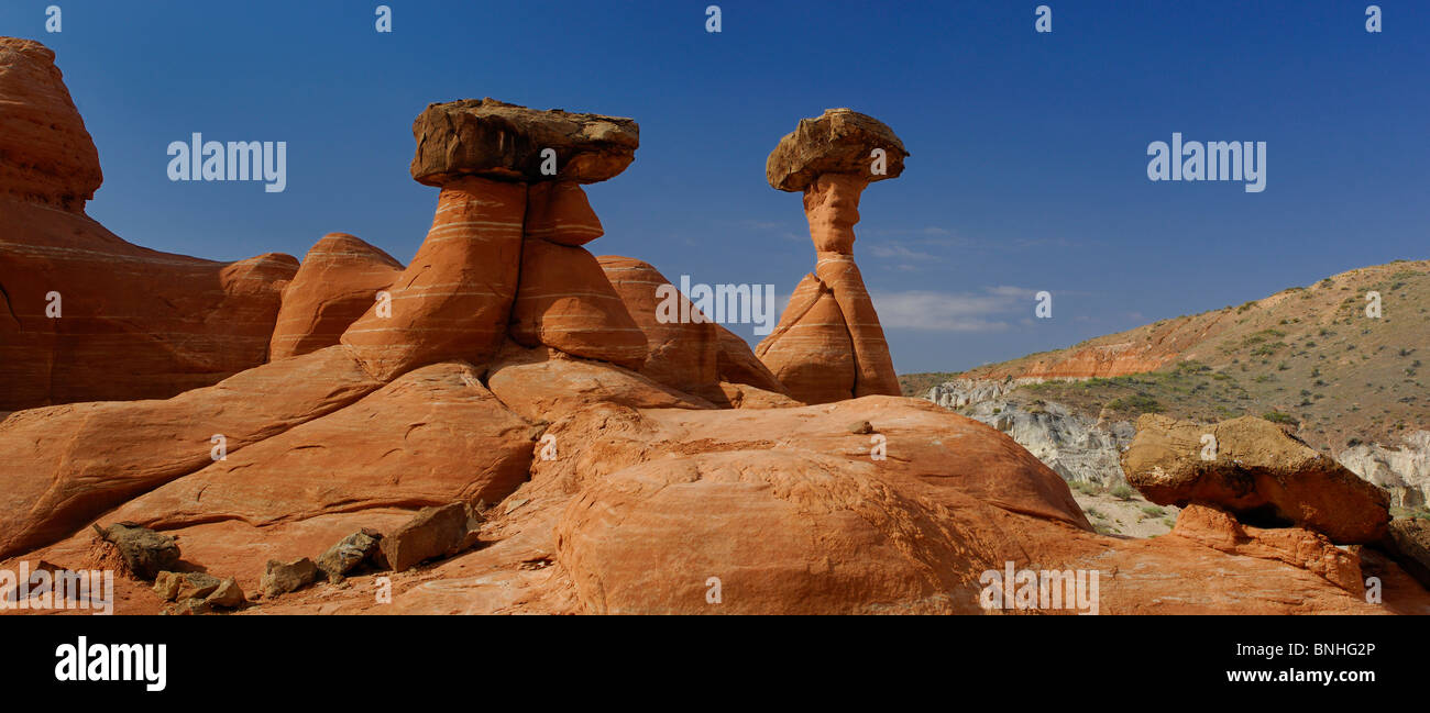 Usa Kanab en Utah Panorama Toadstools Hoodoos Grand Staircase Escalante National Monument près de Kanab Colonnes Érosion Towers Rock Banque D'Images