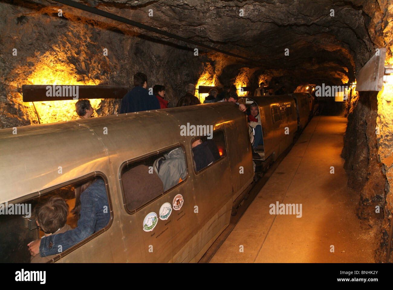 Les mines de sel de Bex suisse souterraine à l'intérieur de l'industrie des mines à l'intérieur de la gens touristes tunnel, Canton de Vaud Banque D'Images