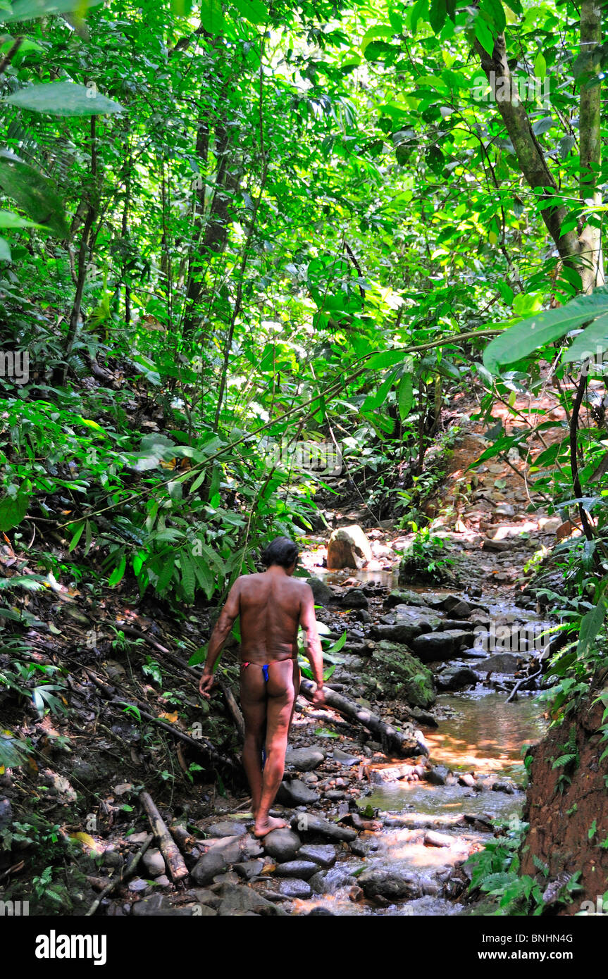 Panama peuple Embera Indian Village Indio autochtones amérindiens autochtones indios locale sections locales Parque Chagres National Banque D'Images