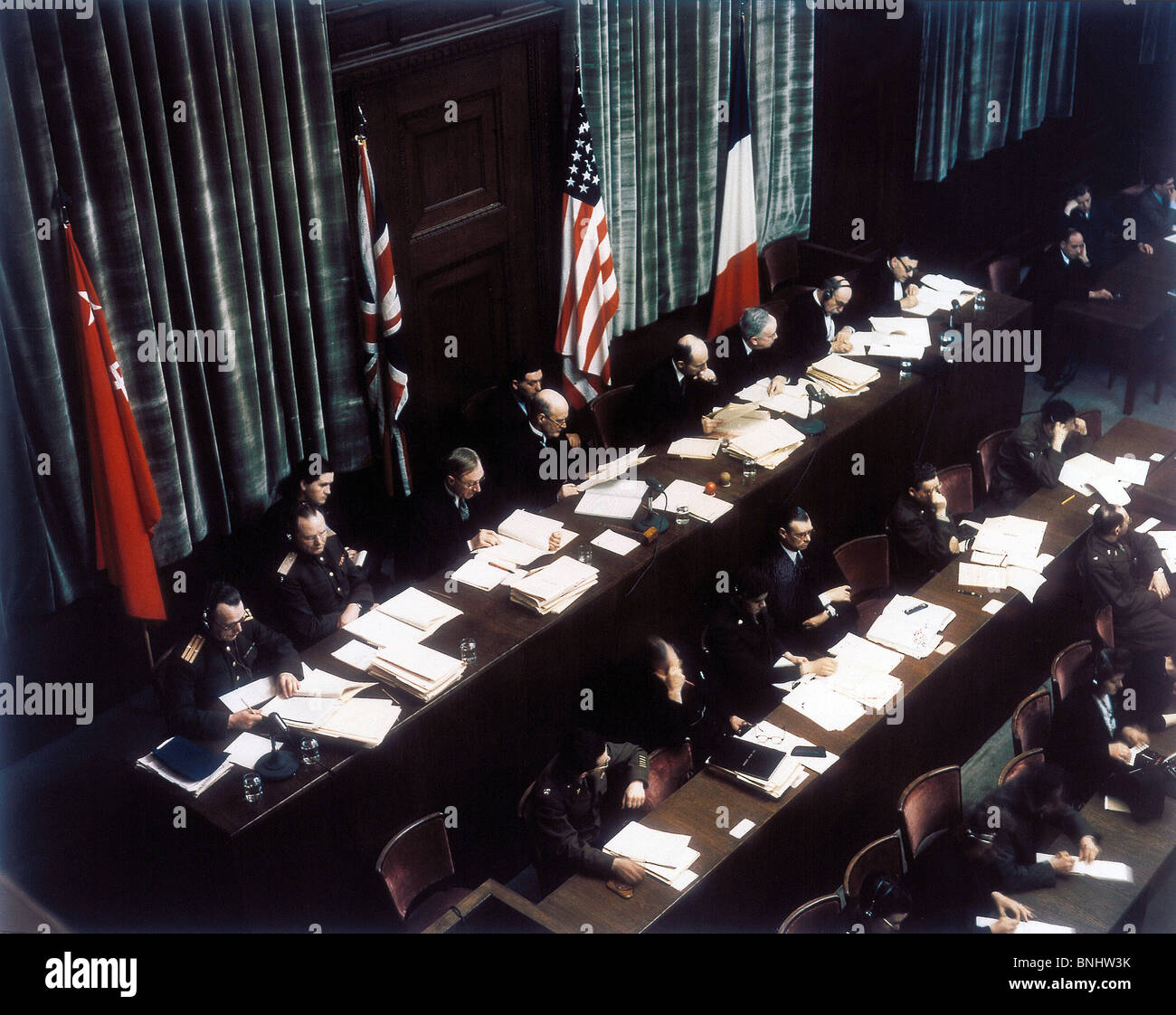 Tribunal militaire international de Nuremberg 1946 Palais de procès pour crimes de guerre internationaux Allemagne Histoire Historique Historique Banque D'Images