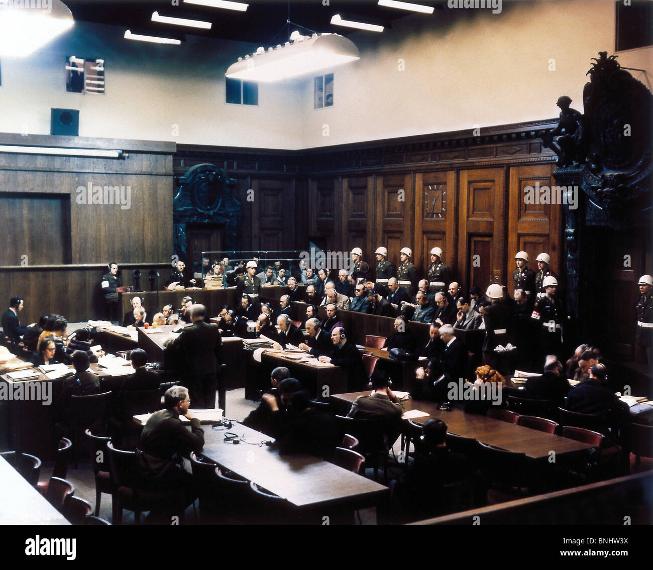 Tribunal militaire international de Nuremberg 1946 Palais de procès pour crimes de guerre internationaux Allemagne Histoire Historique Historique Banque D'Images