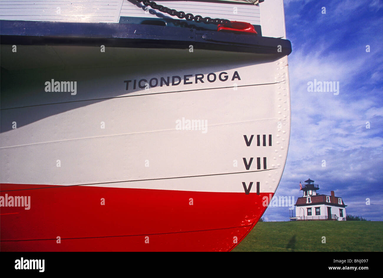 Colchester Reef phare et Ticonderoga ship à Shelburne Vermont Banque D'Images