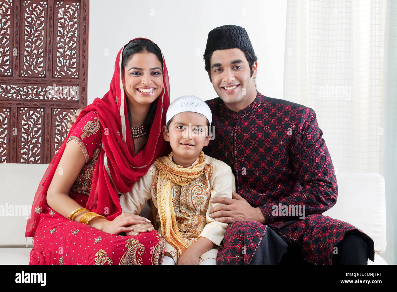 Portrait d'une famille musulmane Banque D'Images
