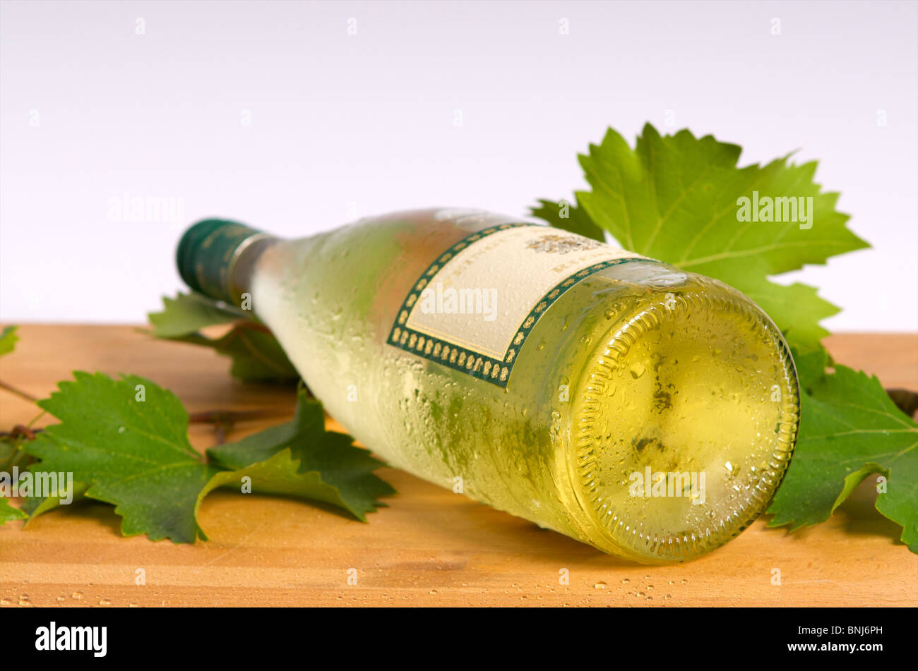 Bouteille avec White-Wine Banque D'Images