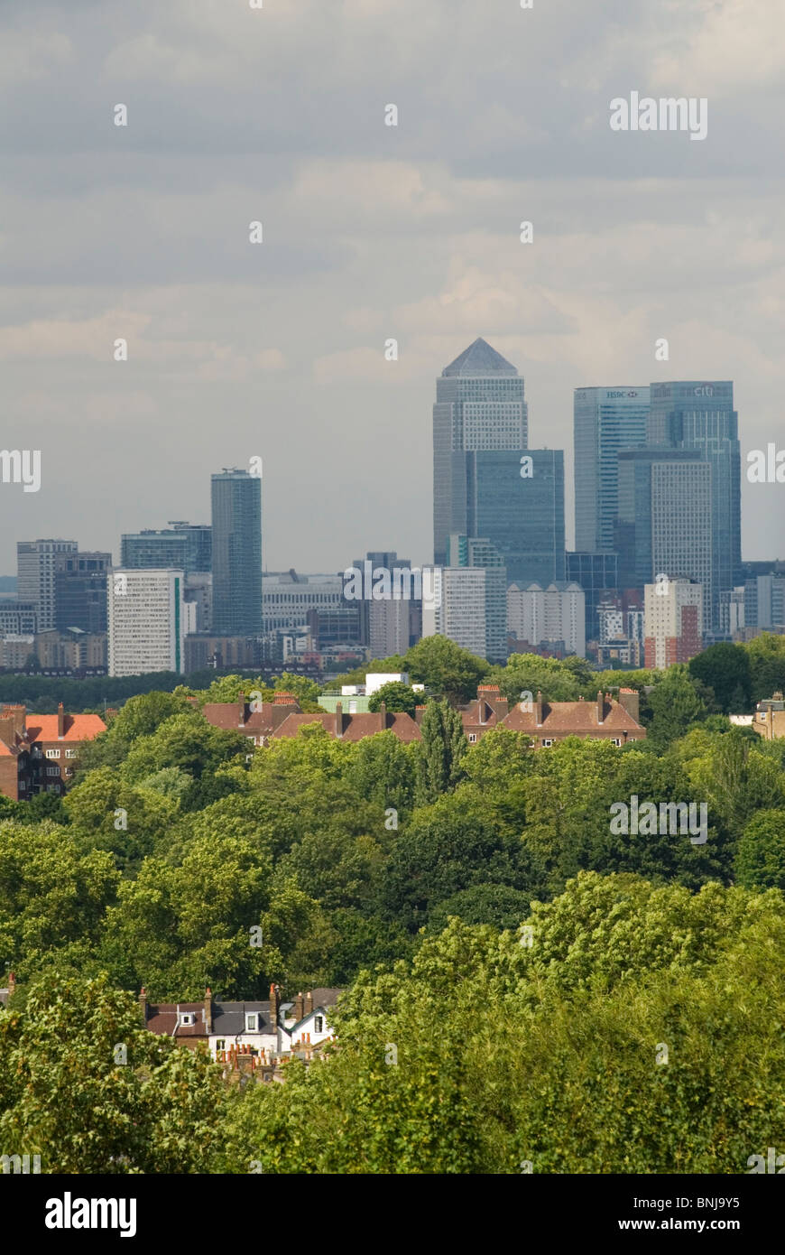 Toits de Londres Canary Wharf centre commercial East London. UK HOMER SYKES Banque D'Images