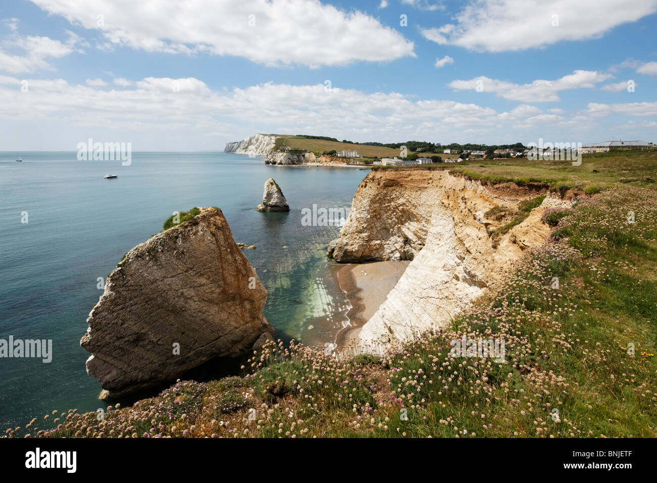 Freashwater bay front de mer et plage, sur l'île de Wight Banque D'Images