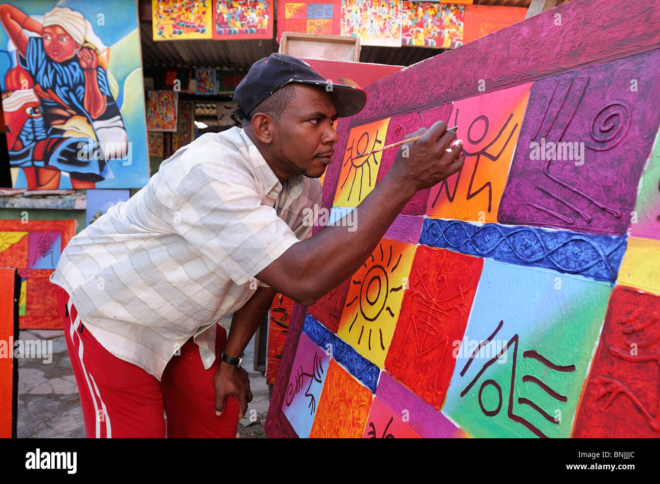 Artiste peintures Las Terrenas République Dominicaine couleur art Voyage souvenirs de vacances Tourisme Caraïbes Banque D'Images