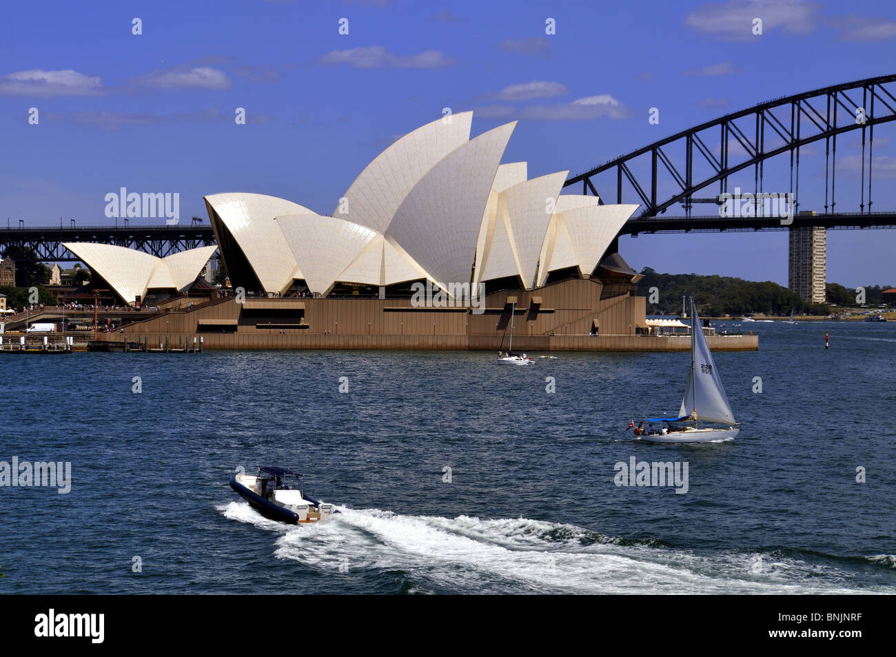 Opera House Sydney NSW Australie Harbour Music culture Opéra Historique du pont du port de mer de l'eau bateaux Banque D'Images