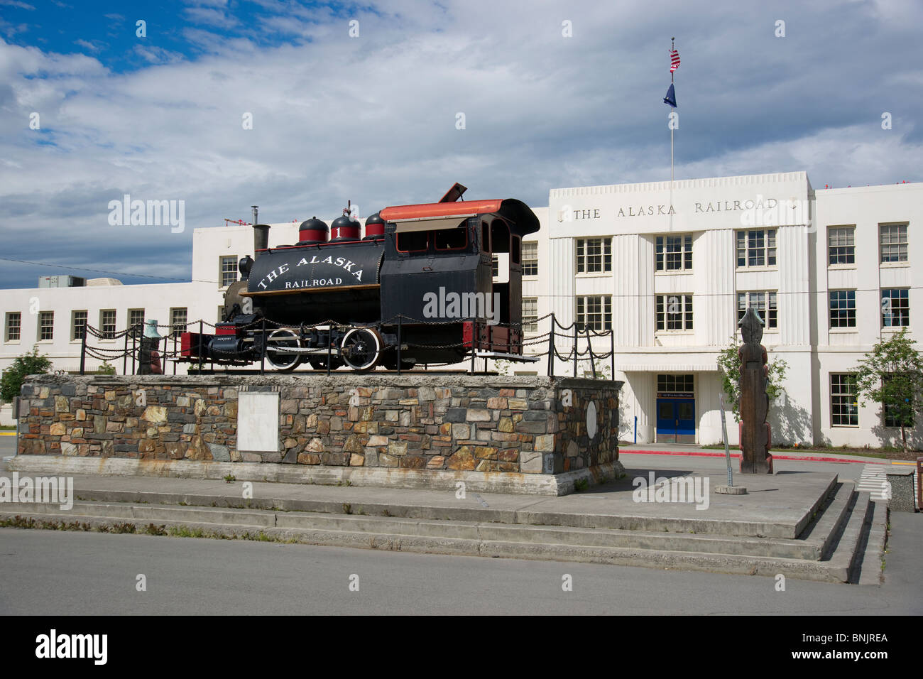 La construction de l'Alaska Railroad Depot Anchorage Alaska Banque D'Images