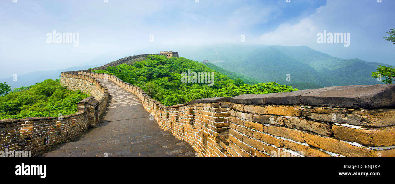 La grande muraille de Chine Pékin Pékin aucun peuple déserte de Mutianyu panorama grand greatwall diemsion rock pierre gigantesque mur construire Banque D'Images