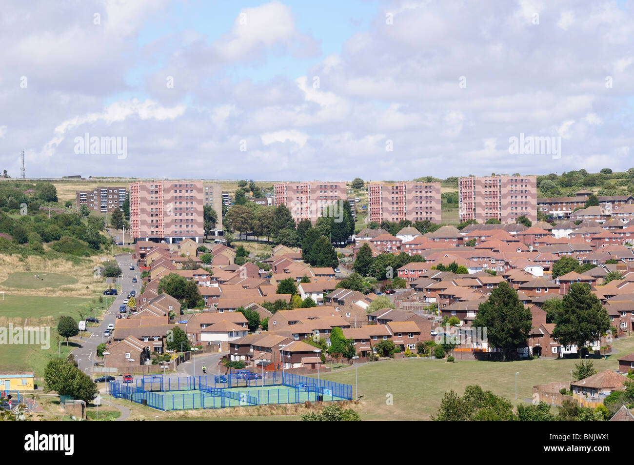Le conseil Whitehawk-housing estate à Brighton, East Sussex, Angleterre. Banque D'Images