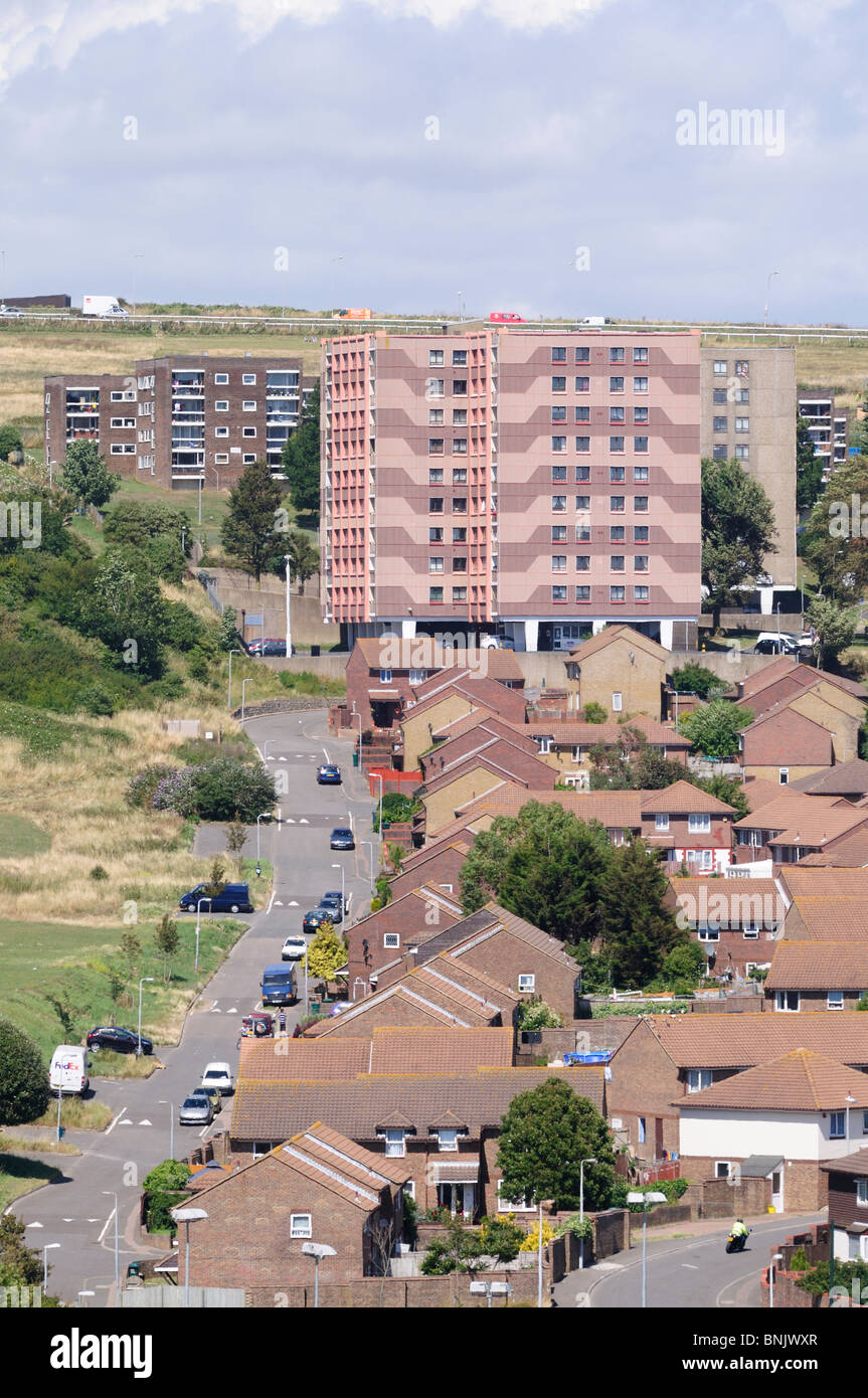 Le conseil Whitehawk-housing estate à Brighton, East Sussex, Angleterre. Banque D'Images
