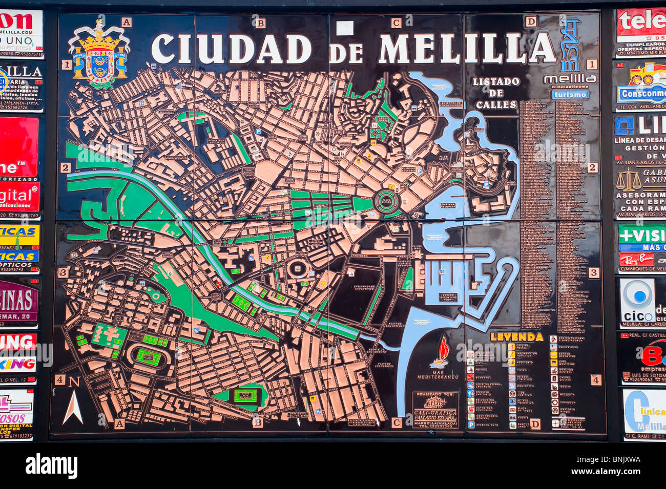 Plan de la ville de Melilla, Melilla, Espagne, Europe. Banque D'Images