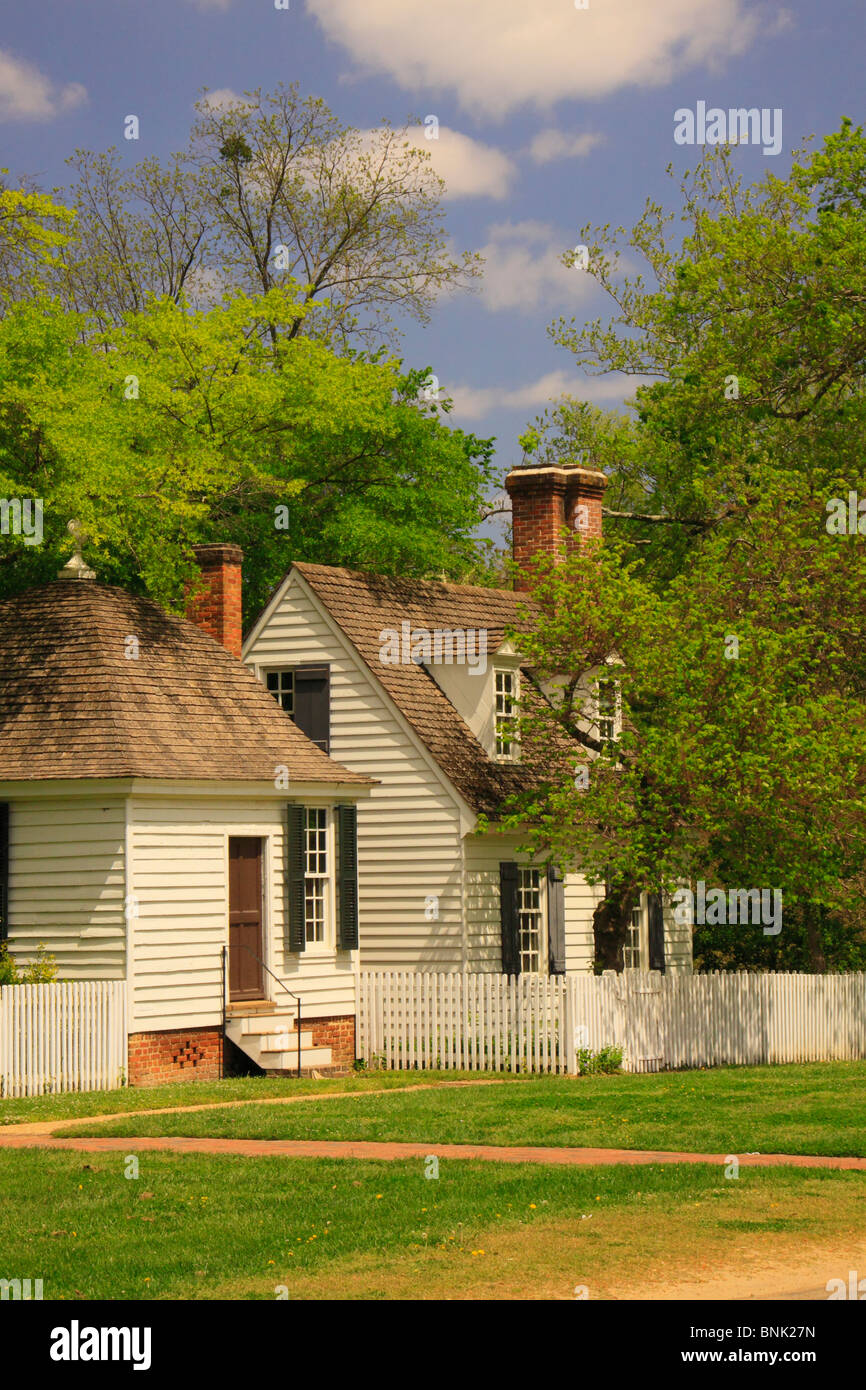 Maison d'époque dans la zone historique, Colonial Williamsburg, Virginia, USA Banque D'Images