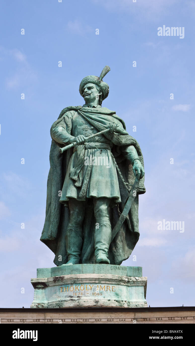 Statue de Imre Thököly dans Hero Square Budapest Hongrie Banque D'Images