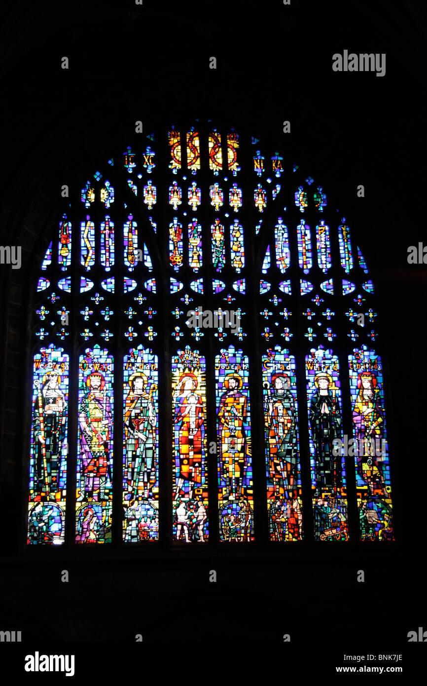 La fenêtre de l'Ouest la cathédrale St Werburgh Chester Cheshire England UK Banque D'Images