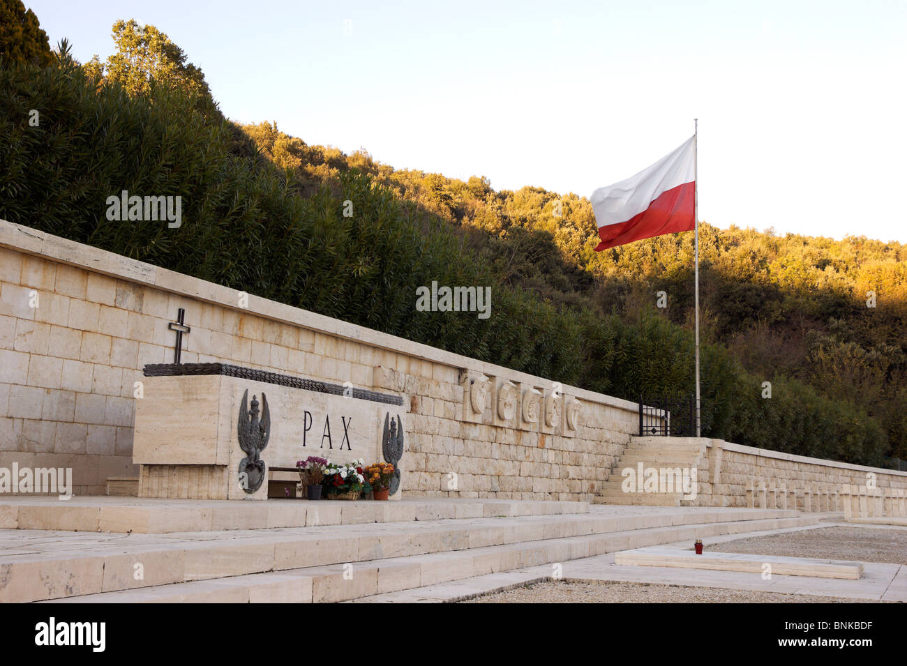 La seconde guerre mondiale le cimetière militaire polonais, Cassino, Italie. Banque D'Images