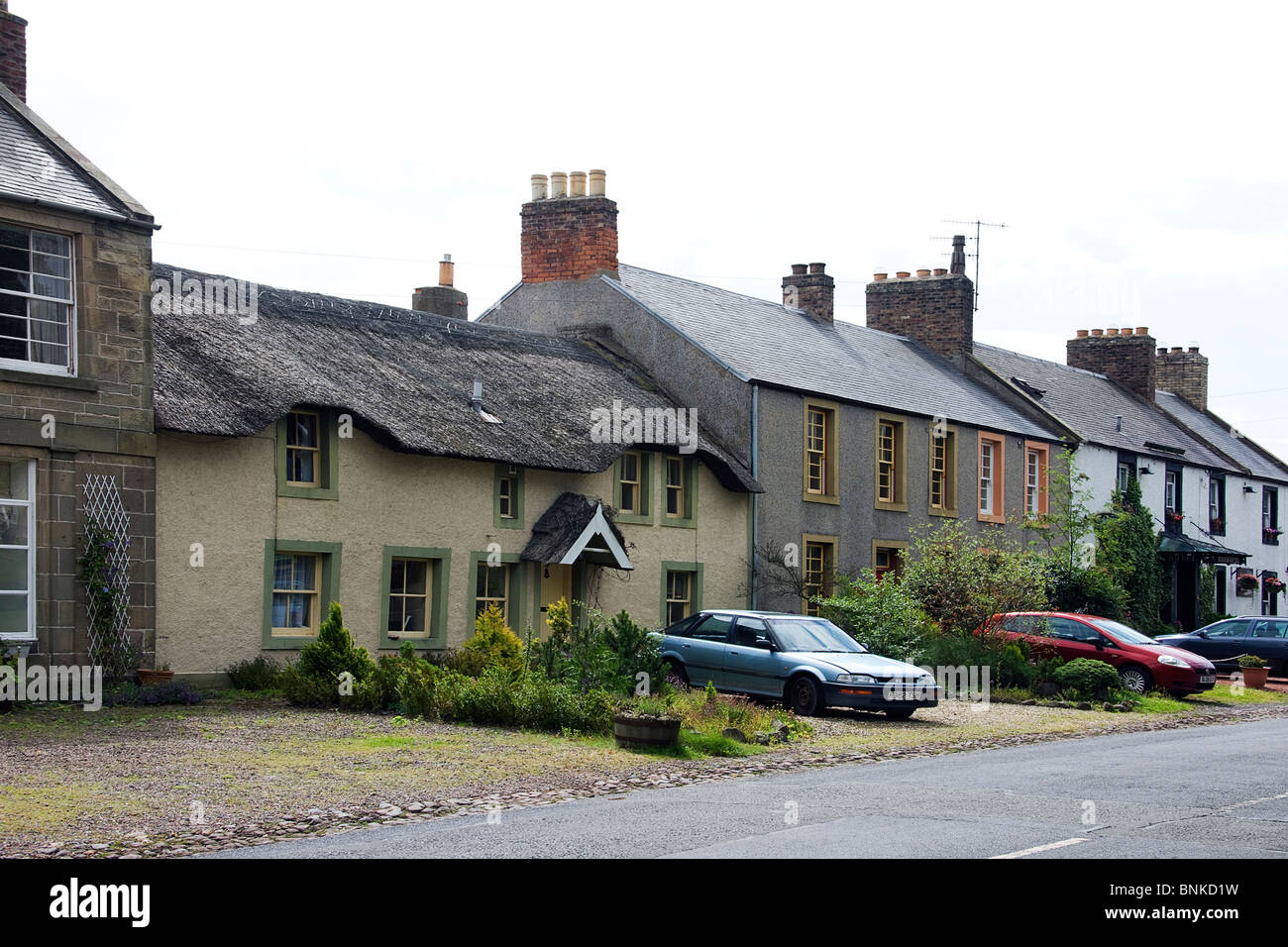 Cottage de chaume. Ville at Yetholm Scottish Borders. Banque D'Images