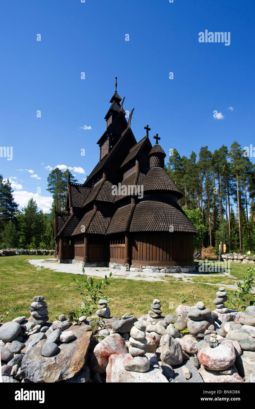 La Norvège Scandinavie Viking Viking Vikings Ged stick l'église en bois de l'église Église de la culture du Tourisme, vacances voyage Banque D'Images