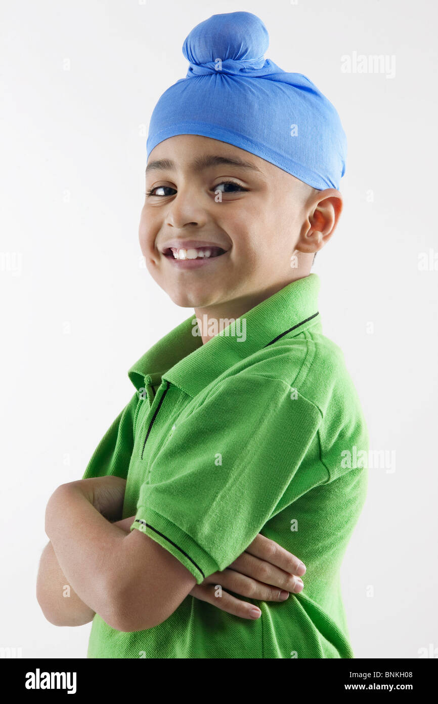 Portrait d'un garçon sikh Banque D'Images