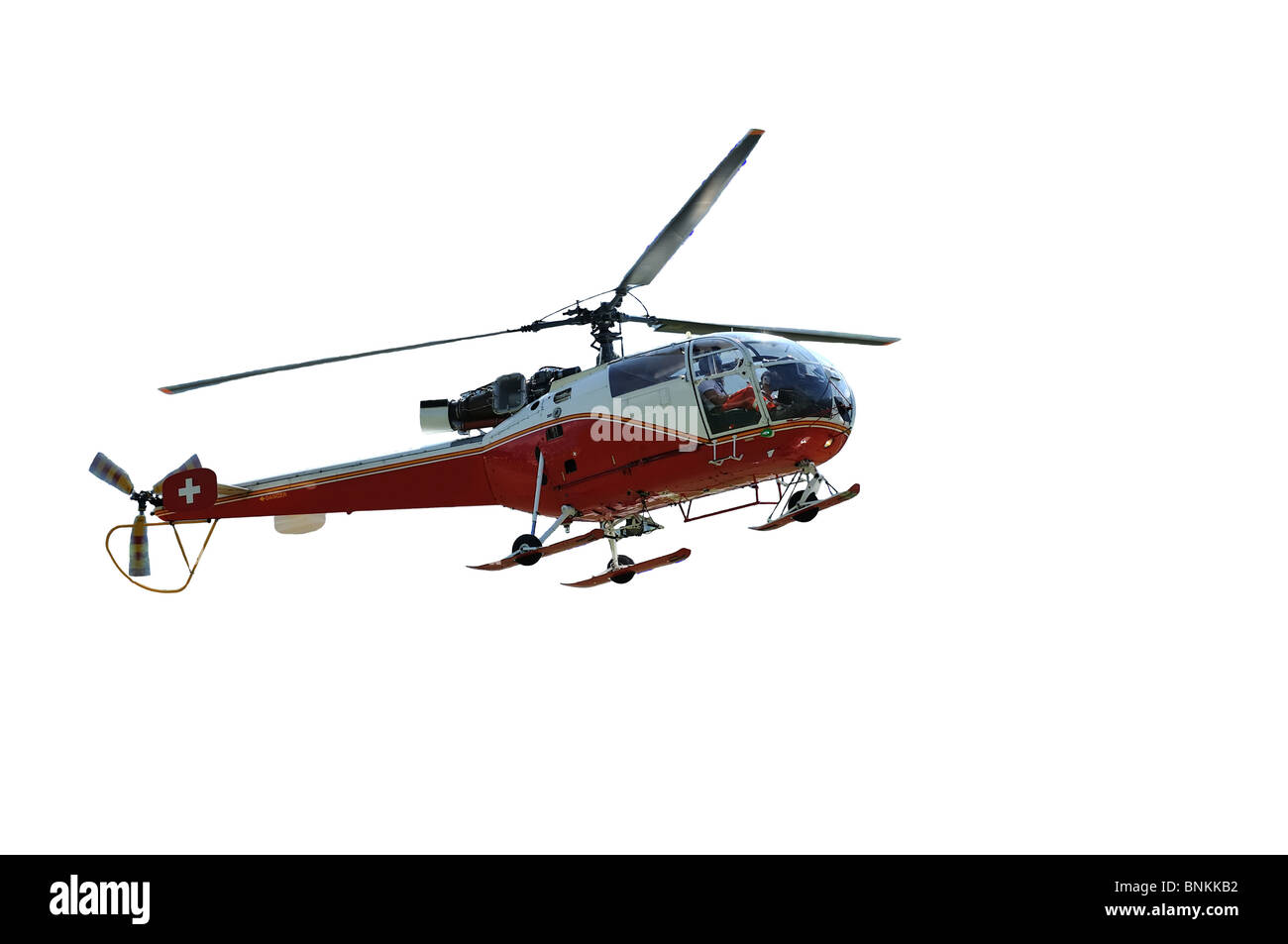 Suisse Le transport pilote d'hélicoptère de sauvetage en montagne de rotors construction transport transport rouge Alouette Banque D'Images