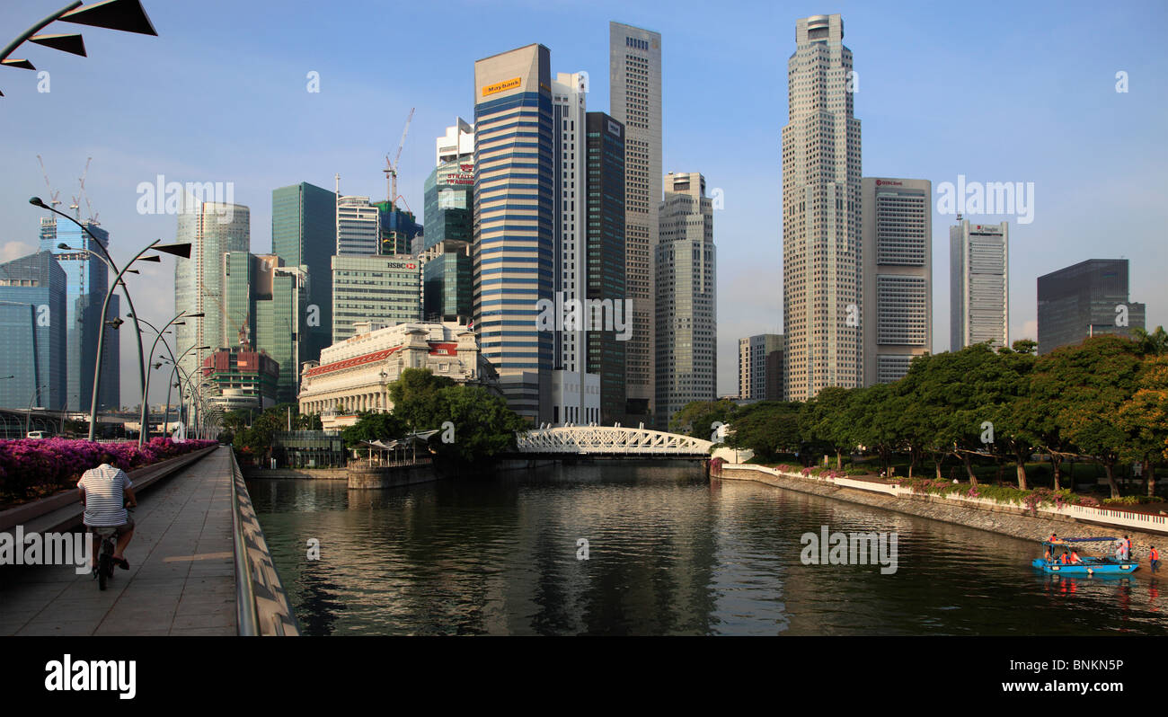 Singapour, quartier central des affaires, de la rivière Singapour, Banque D'Images